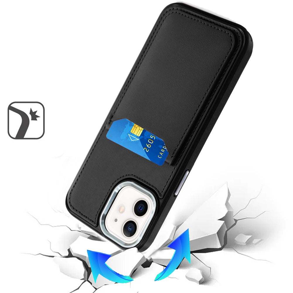 For Apple iPhone 15 Pro Max PU Leather Wallet Cover with Credit Card Holder, Kickstand & Mirror Inside Slim Fit TPU & PC Hybrid Design Case Cover