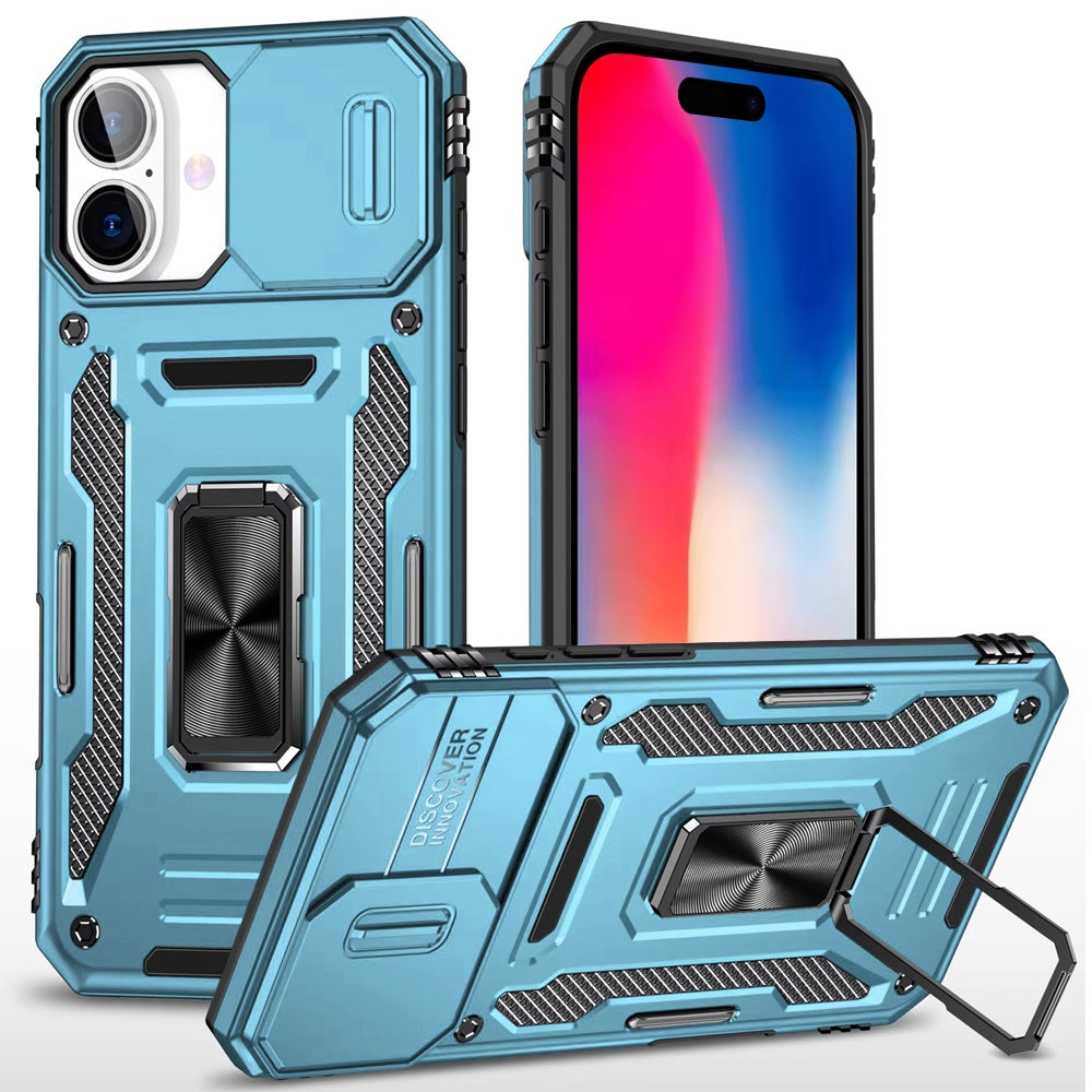 Apple iPhone 16 Pro Max (6.9") Hybrid Case with Rotation Ring Stand Shockproof & Camera Window TPU Armor Dropproof