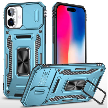 Apple iPhone 16 Pro Max (6.9") Hybrid Case with Rotation Ring Stand Shockproof & Camera Window TPU Armor Dropproof