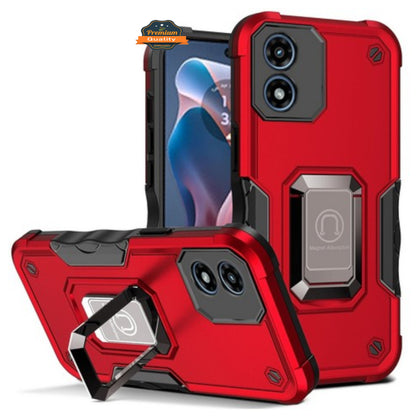 For Motorola Moto G 5G 2025 Heavy Duty Hybrid 2in1 Hard PC & TPU Rugged Bumper Shockproof with Magnetic Ring Kickstand Case Cover