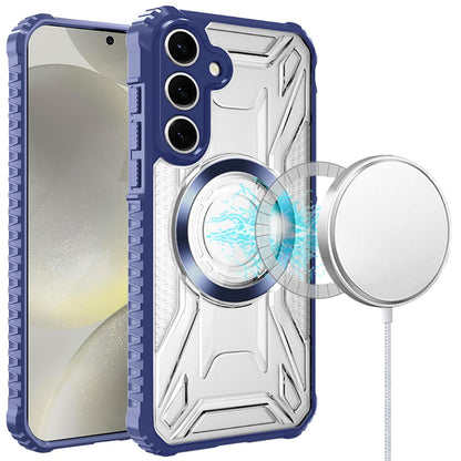 For Samsung Galaxy S25 Ultra Magnetic Circle Transparent Rugged Hybrid MagSafe Compatible Pattern Clear Shockproof Frame Bumper Case Cover