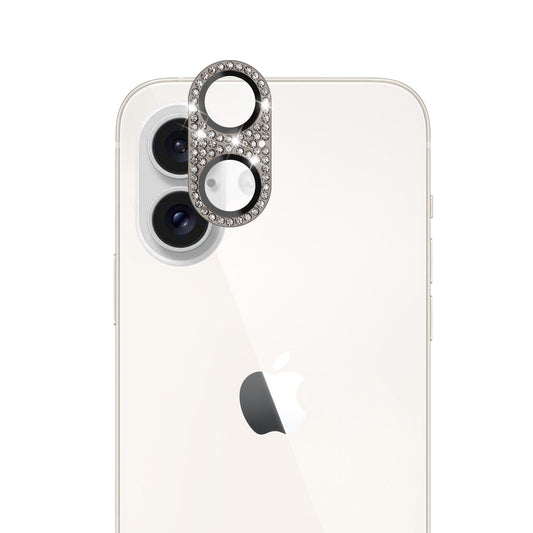 For Apple iPhone 16 (6.1") Camera Lens Full Tempered Glass With Diamond Bling Glitter Rhinestone Lens Protective Case Cover