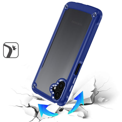 For Samsung Galaxy A06 Hybrid Transparent Rubber with Metal Buttons & Camera Edges Hard TPU Corner Bumper Case Cover