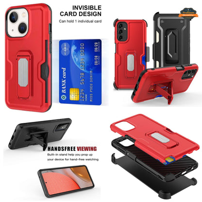 For Gabb Phone 4 Pro Hybrid Wallet Case with Invisible ID Card Slot, Kickstand, Holster Belt Clip, Heavy-Duty Protection Case Cover
