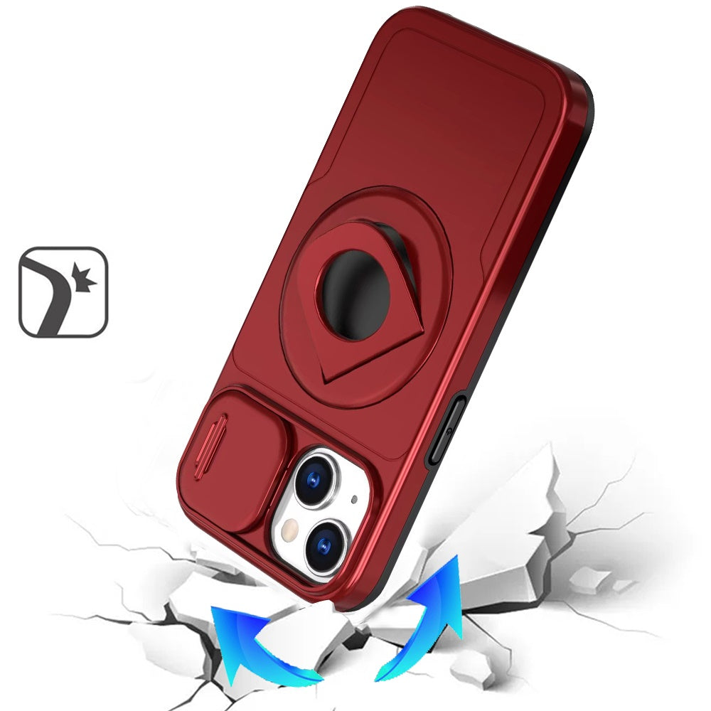 For Apple iPhone 16 (6.1") Full Coverage with Camera Window, Magnetic Circle, Rotatable Ring Stand, MagSafe Compatible, Shockproof Hybrid Protectiv Case Cover
