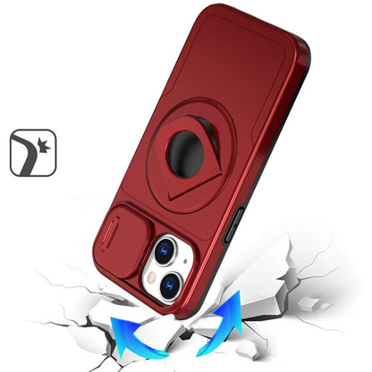 For Apple iPhone 16 (6.1") Full Coverage with Camera Window, Magnetic Circle, Rotatable Ring Stand, MagSafe Compatible, Shockproof Hybrid Protectiv Case Cover