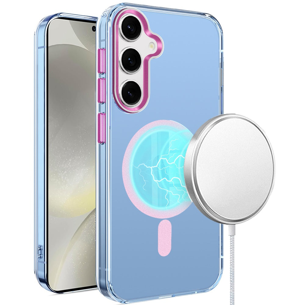 For Samsung Galaxy S25+ /S25 Plus /S24+ Plus Clear Transparent Case Matching Circle Design, Hybrid TPU Hard Shell, Support Magsafe Charger Case Cover