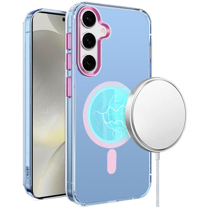 For Samsung Galaxy S25+ /S25 Plus /S24+ Plus Clear Transparent Case Matching Circle Design, Hybrid TPU Hard Shell, Support Magsafe Charger Case Cover