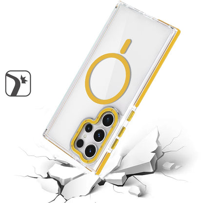 For Samsung Galaxy S25+ /S25 Plus /S24+ Plus Transparent Back with Colorful Frame, Strong Magnetic Circle, MagSafe Compatible, Slim Shockproof Protection Case Cover