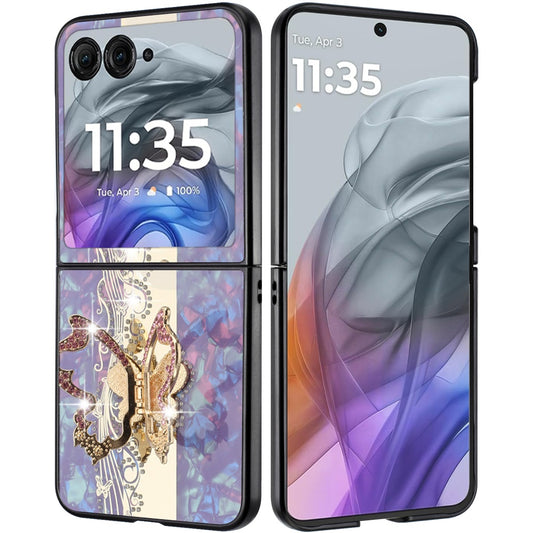 For Motorola Razr Ultra 2025 Diamonds 3D Butterfly Bling Sparkly Glitter Ornaments Engraving Hybrid with Stand Fashion Case Cover Enchanted Butterfly Purple