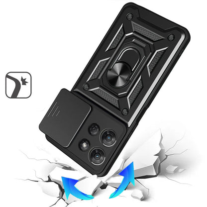 For Motorola Moto G Stylus 5G 2025 Hybrid Case with Slide Camera Lens Cover, Ring Kickstand, Heavy-Duty Dual Layer TPU, Fit Magnet Car Mount Case Cover