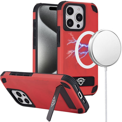 For Apple iPhone 15 Pro Max (6.7") Heavy Duty Dual-Layer Rugged Protection, Shockproof Kickstand Magnetic Compatible with MagSafe Case Cover