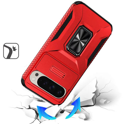 For Google Pixel 10 Pro XL Case, Camera Cover with Magnetic Rotation Ring Stand, Military Grade Hybrid Hard TPU Shockproof Case Cover