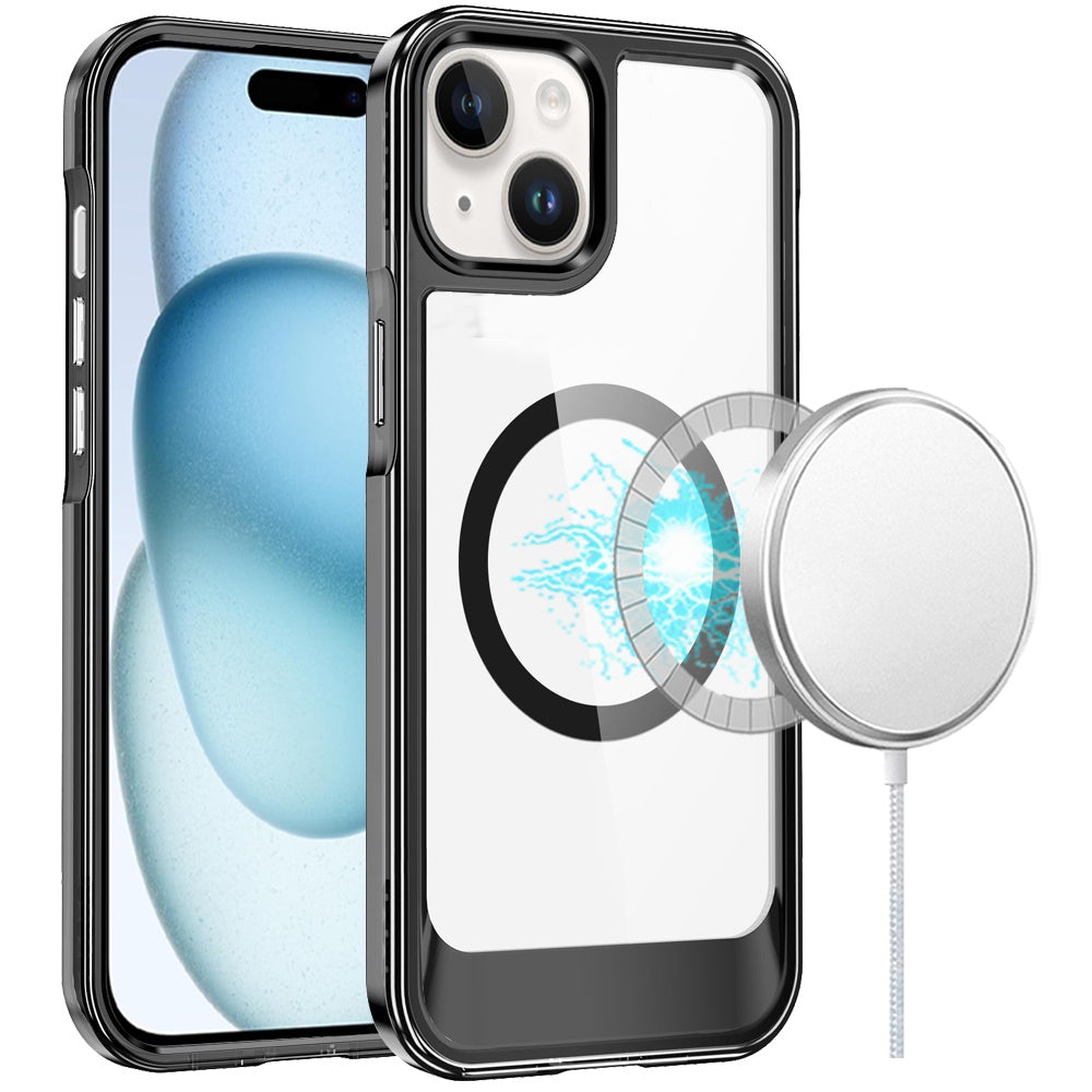 For Apple iPhone 15 Transparent HQ Hybrid Slim, Shockproof, Compatible with MagSafe wireless charging & Military-Grade Case Cover