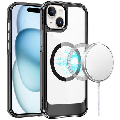 For Apple iPhone 15 Transparent HQ Hybrid Slim, Shockproof, Compatible with MagSafe wireless charging & Military-Grade Case Cover
