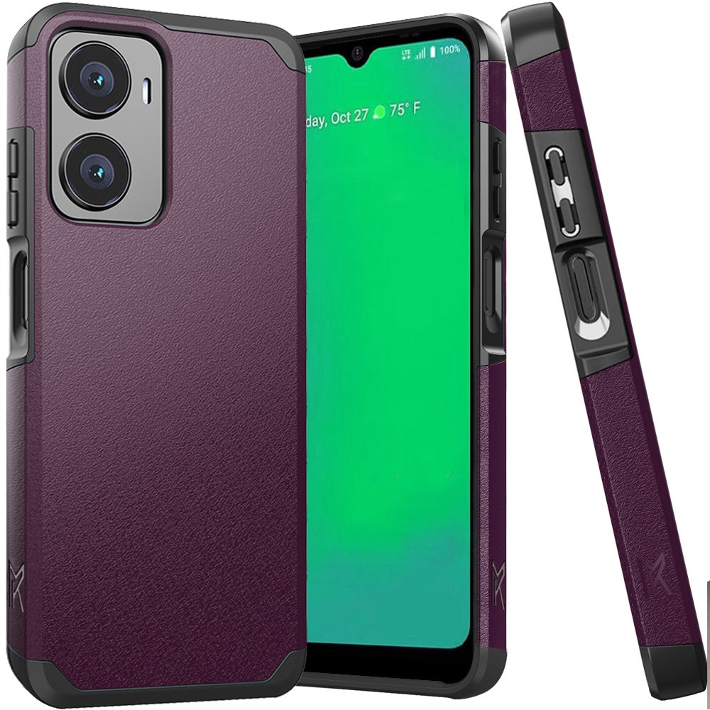 For Cricket Magic 2 5G (2024, 2nd Version) Tough Shock Absorption Hybrid Dual Layer Hard PC Rubberized TPU Rubber + Screen Protector Case Cover