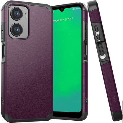 For Cricket Magic 2 5G (2024, 2nd Version) Tough Shock Absorption Hybrid Dual Layer Hard PC Rubberized TPU Rubber + Screen Protector Case Cover