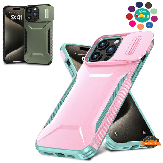 For Samsung Galaxy A16 5G Slim Fit Shockproof Hybrid with Slide Camera Window Covering, Rugged Tpu Silicone Hard PC Bumper Case Cover