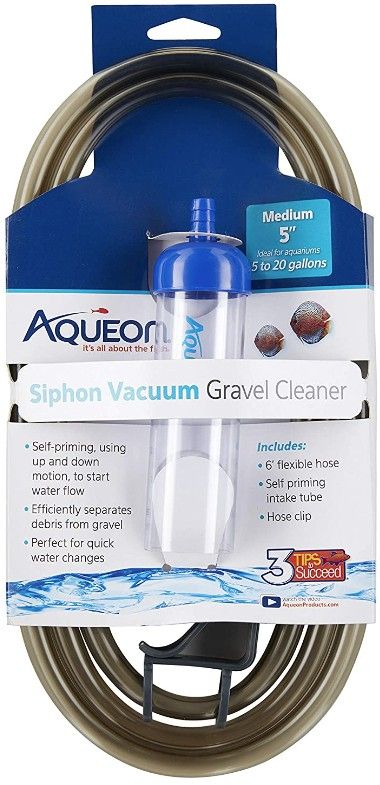 Aqueon Siphon Vacuum Gravel Cleaner [Gravel Vacs for Aquarium] Medium - 5" Tube with 6' Hose - (Aquariums 5-20 Gallons)