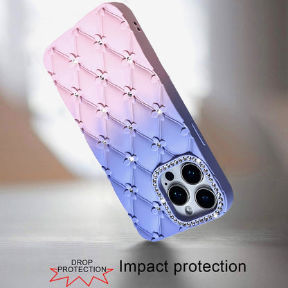 For Apple iPhone 11 Fashion Flower Design Sparkle Glitter Shimmer Rhinestone Bling Floral Accents, Leather Texture TPU Case Cover Light Blue /Light Pink