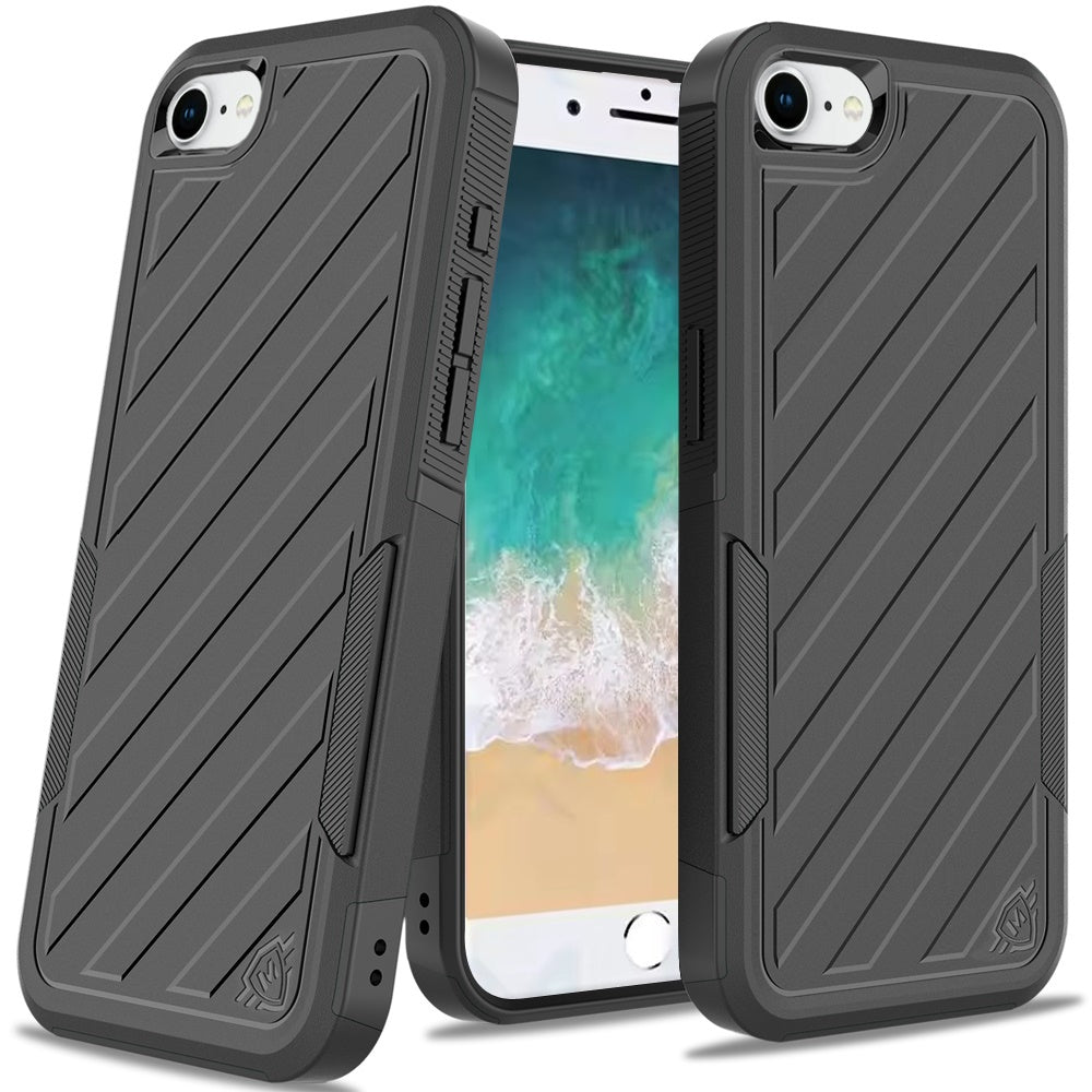 For Apple iPhone SE 4 Hybrid lined shockproof dual layer Rugged 2in1 Hard PC & Silicone TPU Non Slip Textured Tough Armor Case Cover
