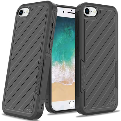 For Apple iPhone SE 4 Hybrid lined shockproof dual layer Rugged 2in1 Hard PC & Silicone TPU Non Slip Textured Tough Armor Case Cover