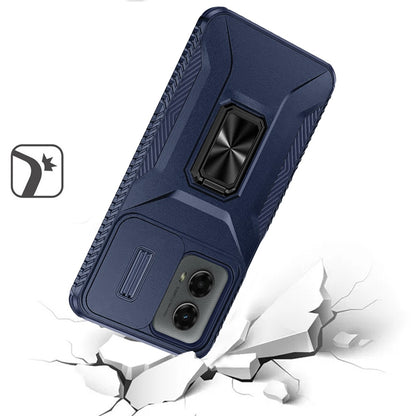 For Apple iPhone 15 Case, Camera Cover with Magnetic Rotation Ring Stand, Military Grade Hybrid Hard TPU Shockproof Case Cover Blue