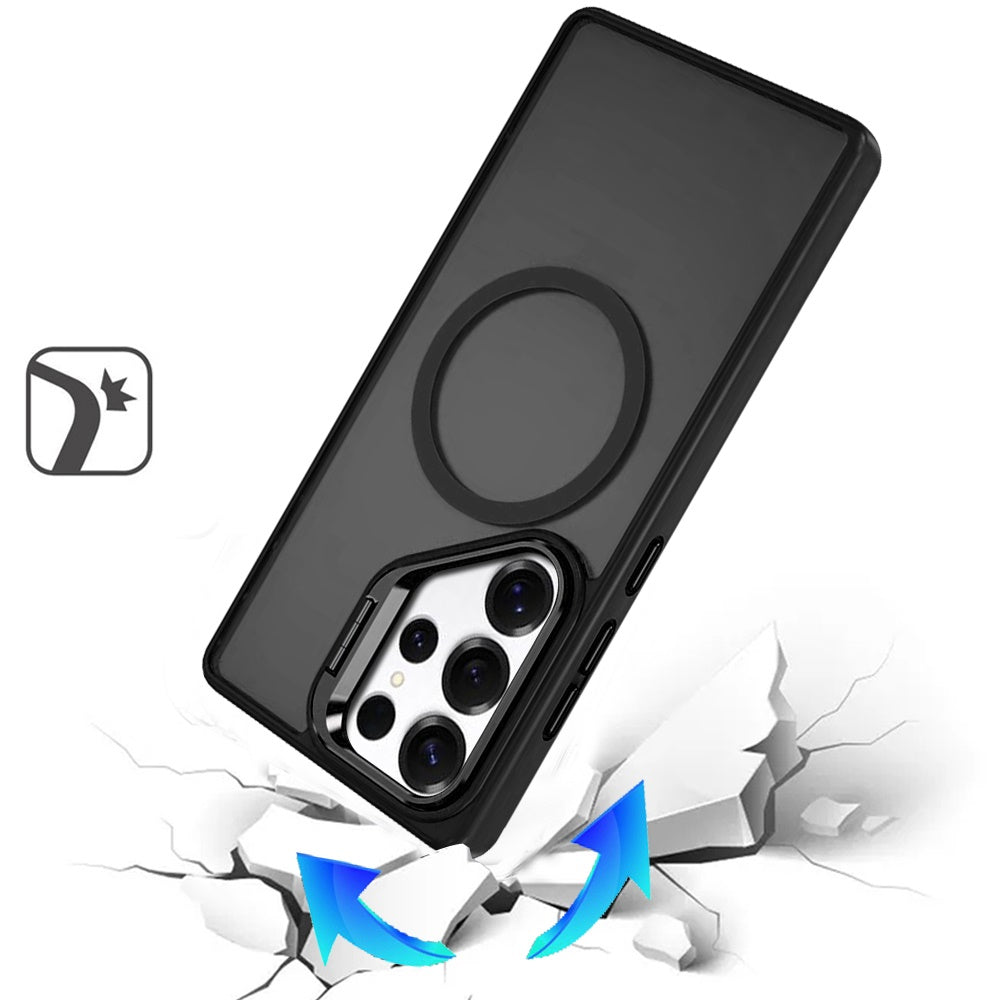 For Apple iPhone 14 Pro Max Heavy Duty Metallic Hybrid Tough TPU with Camera Ring Stand, MagSafe Compatible, Rugged Drop Protection Case Cover