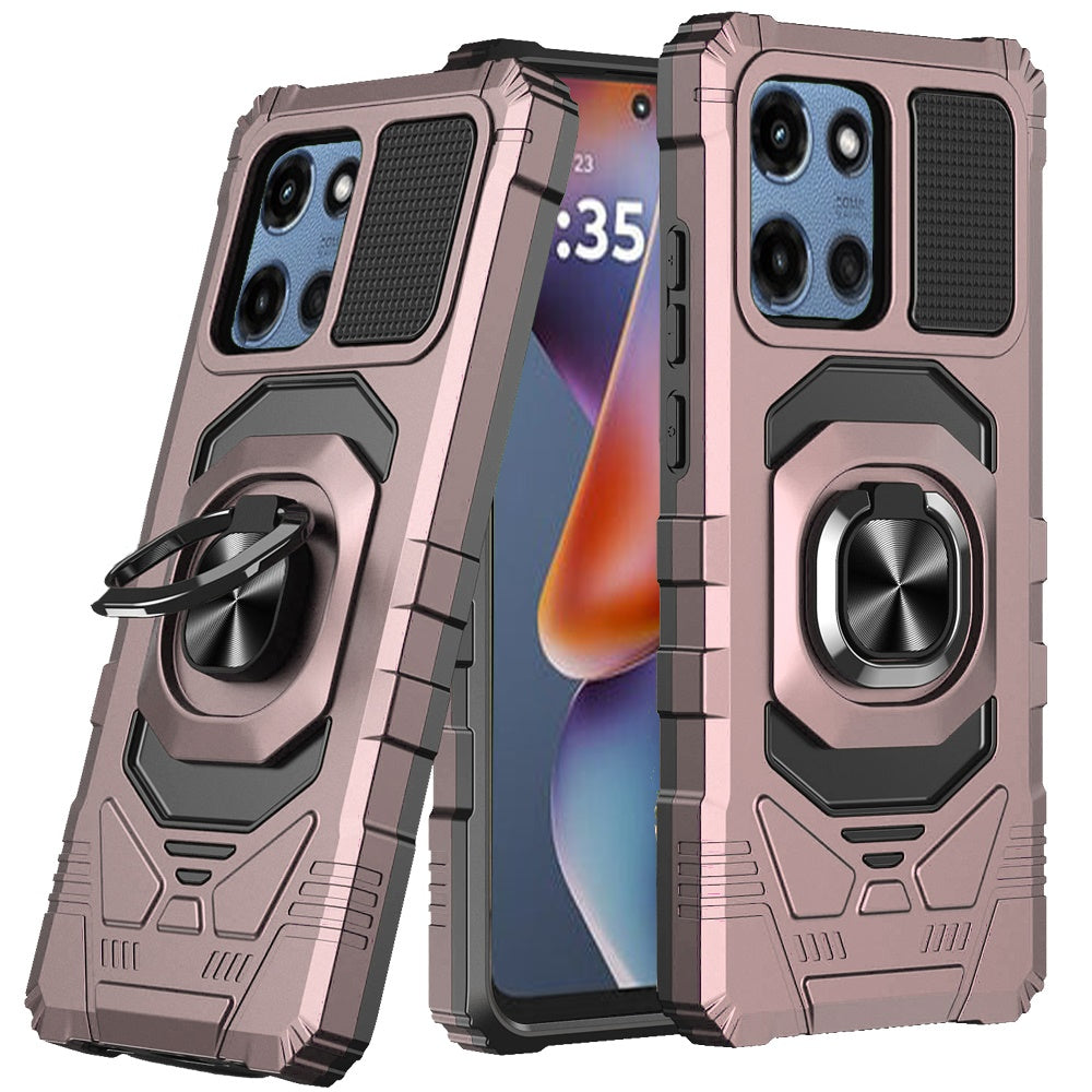 For Motorola Moto G 5G 2025 Hybrid Dual Layer with 360° Rotate Magnetic Ring Stand Holder Kickstand TPU Rugged PC Shockproof Case Cover