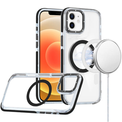 For Apple iPhone 16e Transparent Back with Colorful Frame, Strong Magnetic Circle, MagSafe Compatible, Slim Shockproof Protection Case Cover