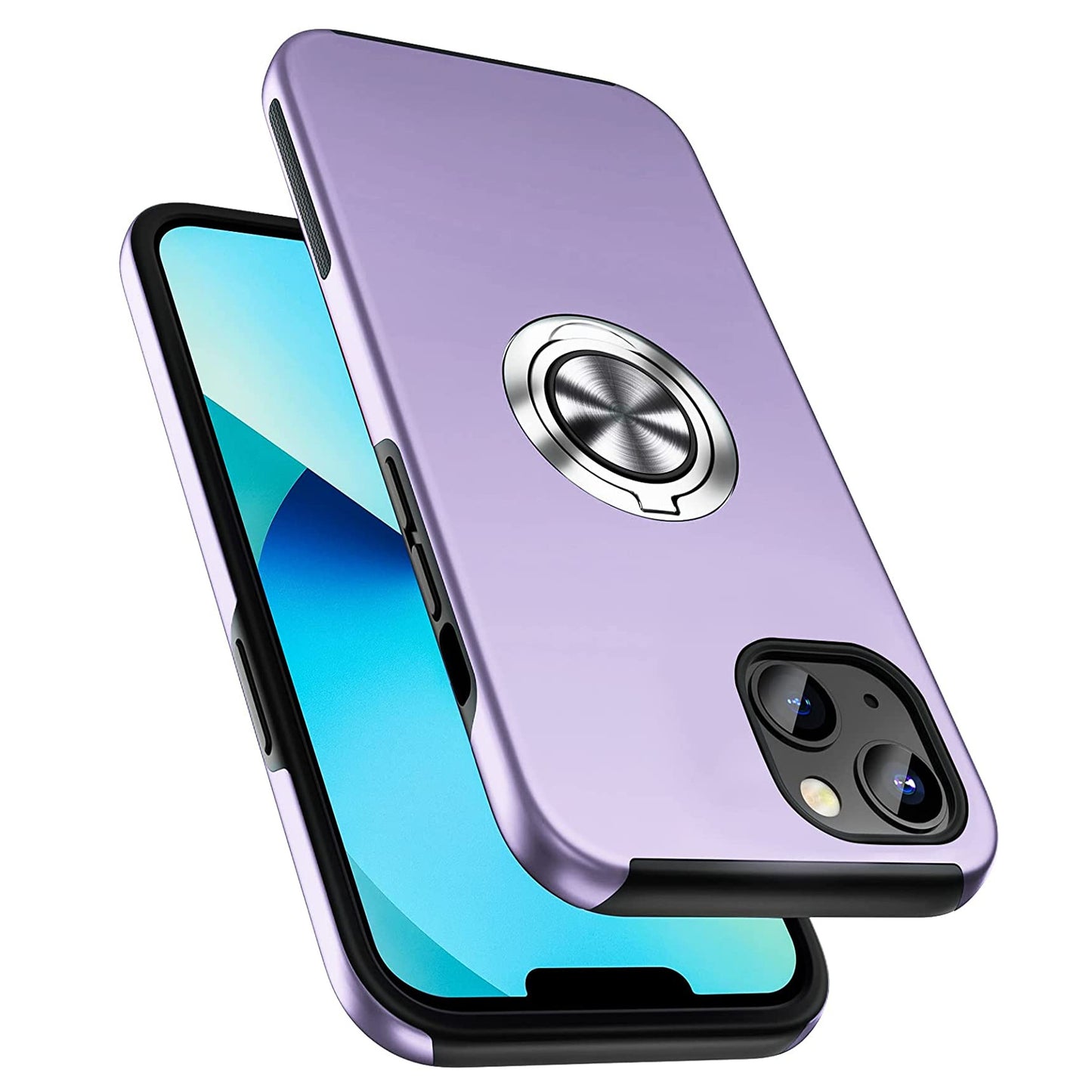 For Gabb Phone 4 Pro Military Grade Hybrid Case with Flat Metal Ring 360° Rotation Kickstand, Slim Fit Back Hard PC Case Cover Purple