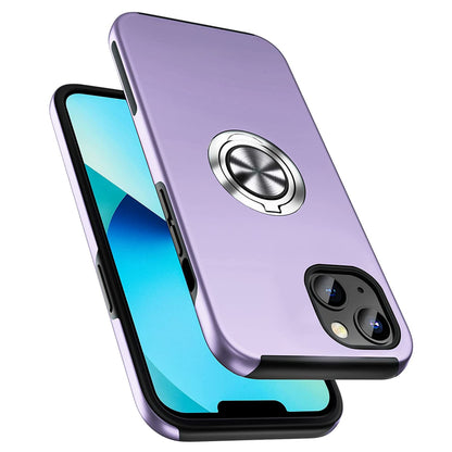 For Gabb Phone 4 Pro Military Grade Hybrid Case with Flat Metal Ring 360° Rotation Kickstand, Slim Fit Back Hard PC Case Cover Purple