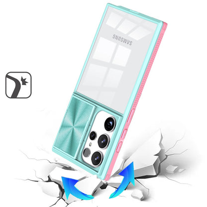 For Samsung Galaxy S25+ /S25 Plus /S24+ Plus Hybrid Cases with Sliding Camera Cover Transparent Shockproof Bumper TPU Protective Case Cover