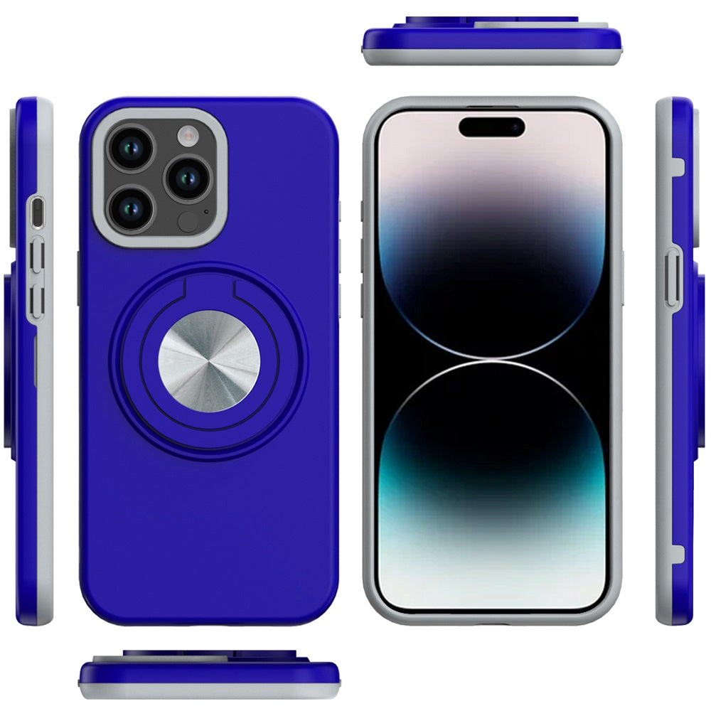 For Apple iPhone 11 Pro Max Metal Matte Hybrid with Invisible Rotational Ring Stand, Car Mount Friendly, Military Grade Slim Fit Sturdy Case Cover