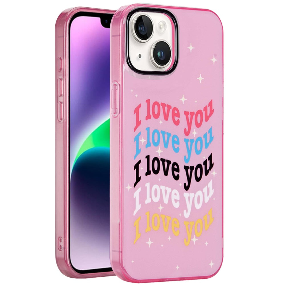 For Apple iPhone 15 Fashion Layer Design Slim IMD TPU Protective, Shockproof Hybrid Stylish Durable Hard PC Case Cover