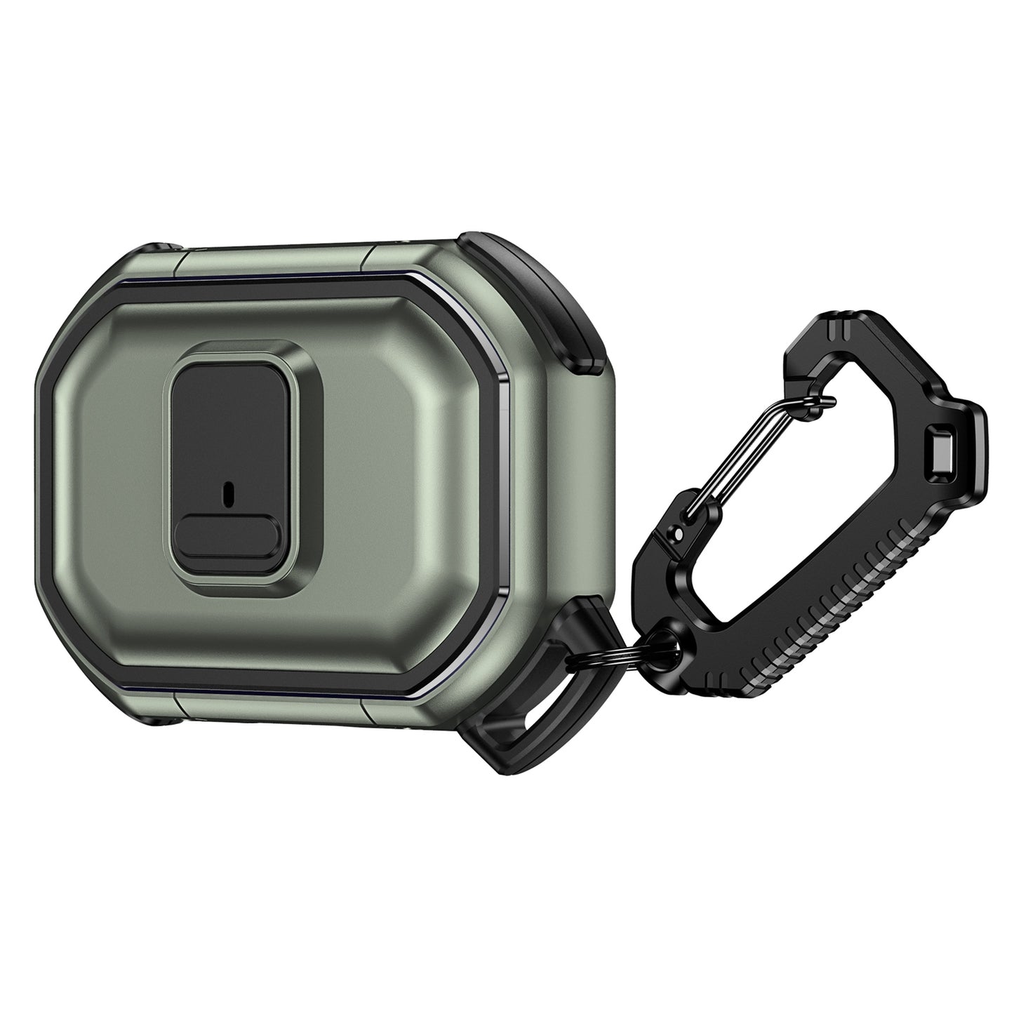 For Airpods 4 Heavy Duty Hybrid Snap Switch Button, Secure Lock Clip Super Protective with Carabiner Belt Loop Case Cover