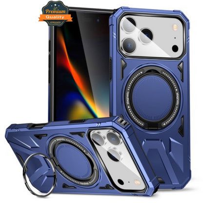 For Apple iPhone 17 Pro Max Tough Shockproof Hybrid Magnetic Large Rotating Ring Stand Compatible with MagSafe Case Cover