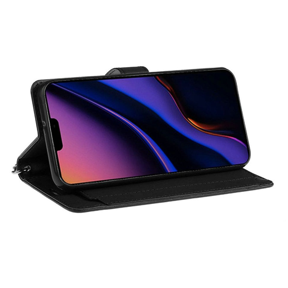 For Apple iPhone 16e Wallet Case with ID/ Card Holder, Wristlet Strap, Magnetic TPU Protective Shockproof Folio Flip Case Cover