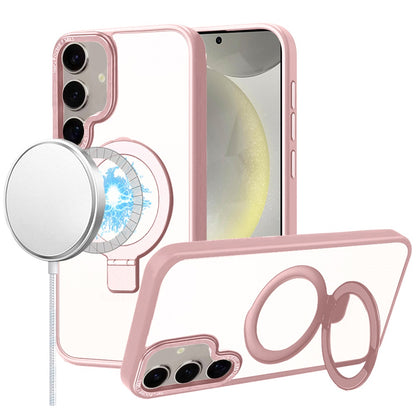 For Samsung Galaxy S25+ /S25 Plus /S24+ Plus Magnetic Metal Matte with Built-in MagSafe Stand, Hybrid Shockproof Armor, TPU Frame Case Cover
