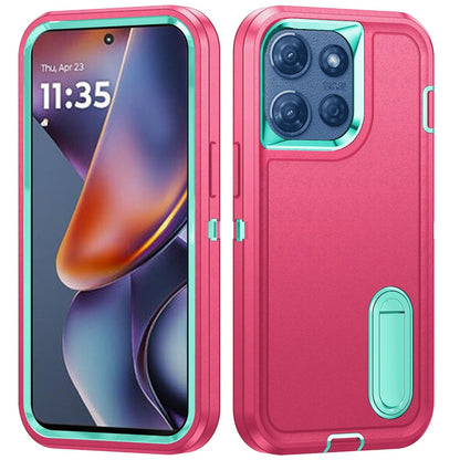 For Motorola Moto G 5G /Moto G 2025 Hybrid 3 Layers Hard 3in1 Shockproof with Kickstand Heavy Duty Hard TPU Rubber Anti-Drop Case Cover