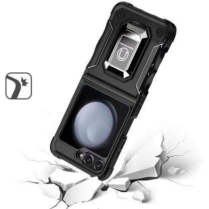 For Samsung Galaxy Z Fold 7 Hybrid Stand Magnetic Ring Holder Kickstand Heavy Duty Rugged Drop Silicone & Hard PC Shockproof Case Cover Black