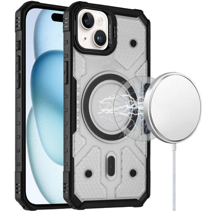 For Apple iPhone 16 Pro Max Transparent Tough Dotted Magnetic Case with Camera Stand & Hybrid Grip Shockproof Case Cover