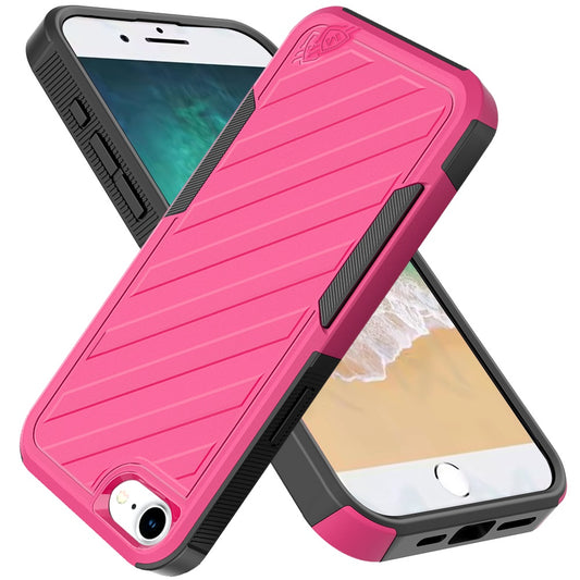 For Apple iPhone 16e Hybrid lined shockproof dual layer Rugged 2in1 Hard PC & Silicone TPU Non Slip Textured Tough Armor Case Cover Hot Pink
