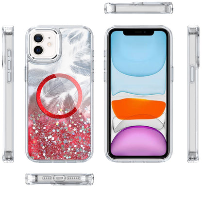 For Apple iPhone 16 (6.1") Epoxy Glitter Shimmer Fashion Case with Magnetic Magsafe Compatible Hybrid Sparkling Slim Protective Case Cover