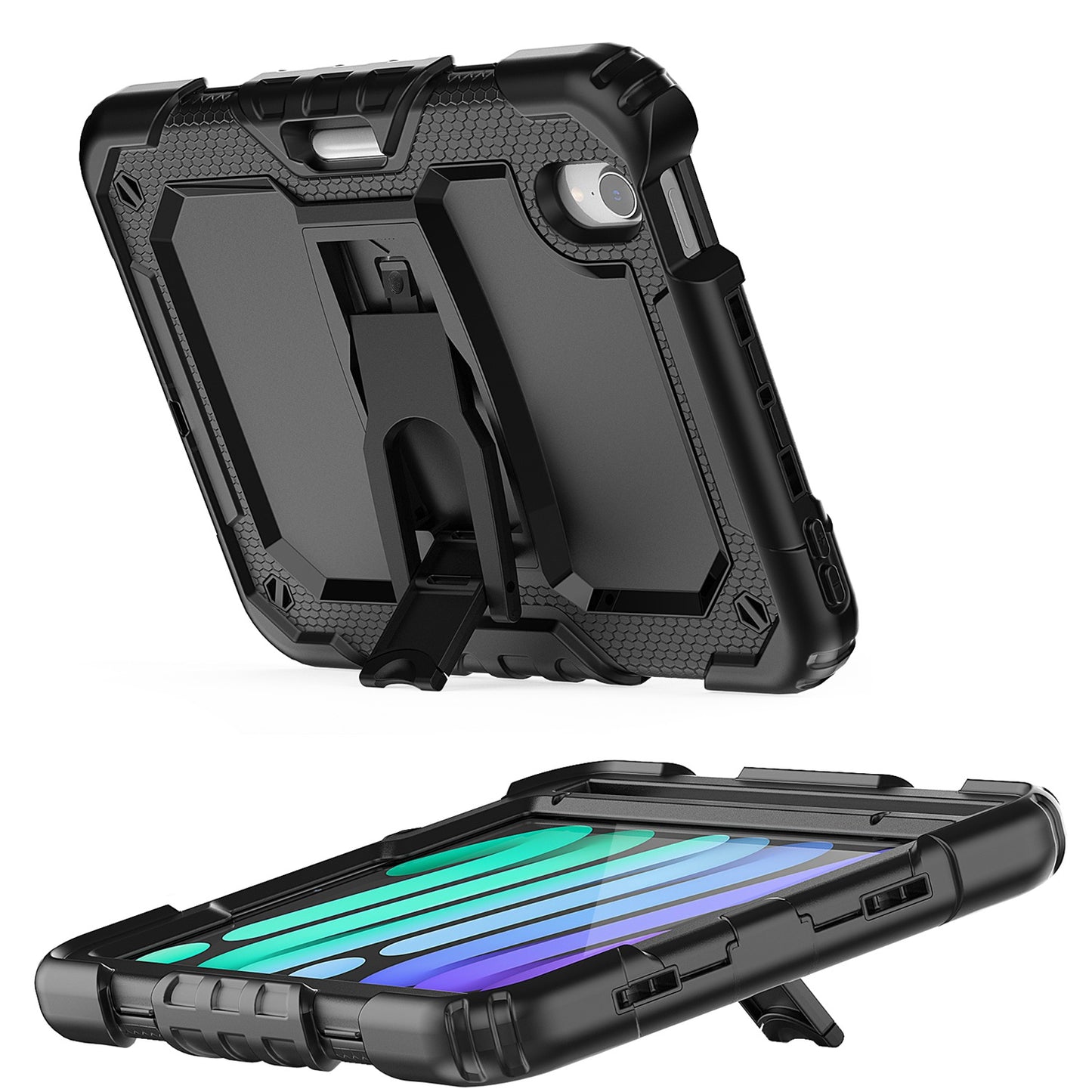 For Heavy Duty Hybrid Full Body 2in1 Rugged Shockproof Drop Protective Tablet with Slide Kickstand Black Tablet Case Cover