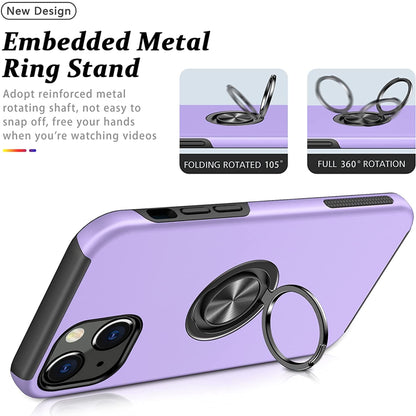 For Gabb Phone 4 Pro Military Grade Hybrid Case with Flat Metal Ring 360° Rotation Kickstand, Slim Fit Back Hard PC Case Cover Purple