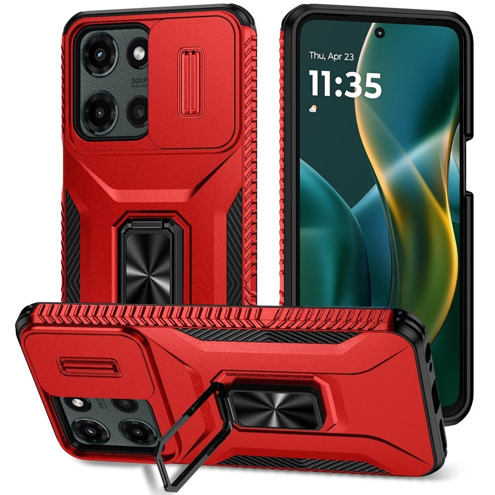 For Motorola Edge 2025 Case, Camera Cover with Magnetic Rotation Ring Stand, Military Grade Hybrid Hard TPU Shockproof Case Cover