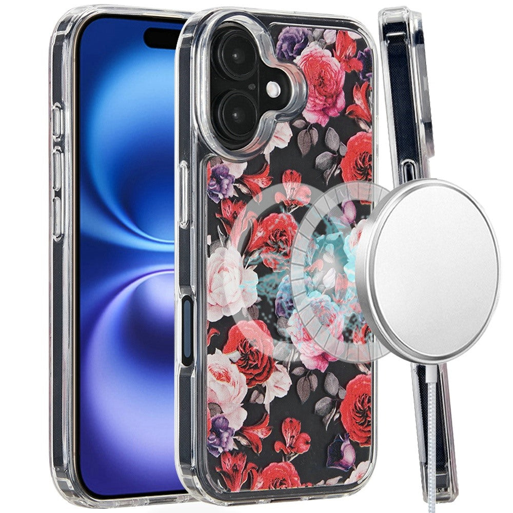 For Apple iPhone 16 (6.1") Magsafe Case Cute Pattern Design Durable Shockproof SlimTPU Hard Back [Compatible with Magsafe] Case Cover