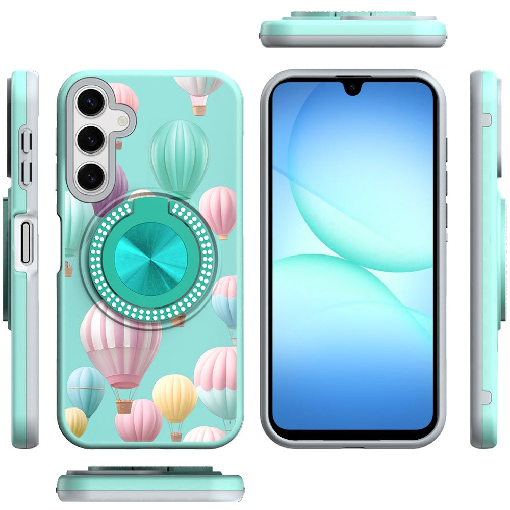 For Samsung Galaxy S25 Fan Edition /Galaxy S25 FE Pattern Design Hybrid with Invisible Ring Stand & Magnetic Back, Shockproof Protective Grip Case Cover