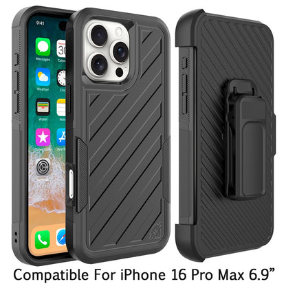 For Motorola Razr 2024 Combo Hybrid lined with Belt Clip Holster Armor Shockproof Rugged Textured 2in1 Non Slip Tough Case Cover Black / Black